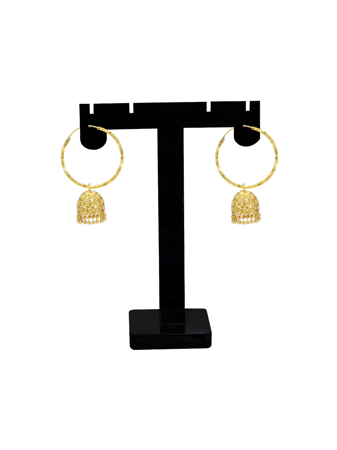 Gold Plated Floral Hoop Jhumka Earrings
