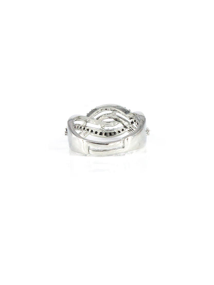 Silver Plated AD Blue Minimal Adjustable Band Ring