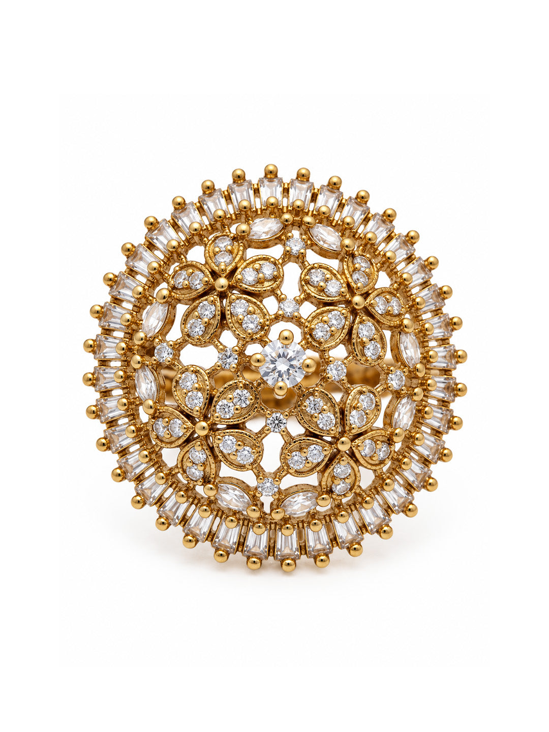 Antique Gold Plated AD Finger Ring for Women