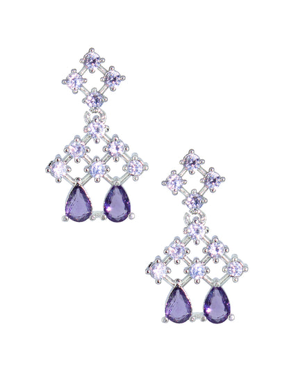 Silver Plated Purple AD Sleek Designer Jewellery Set