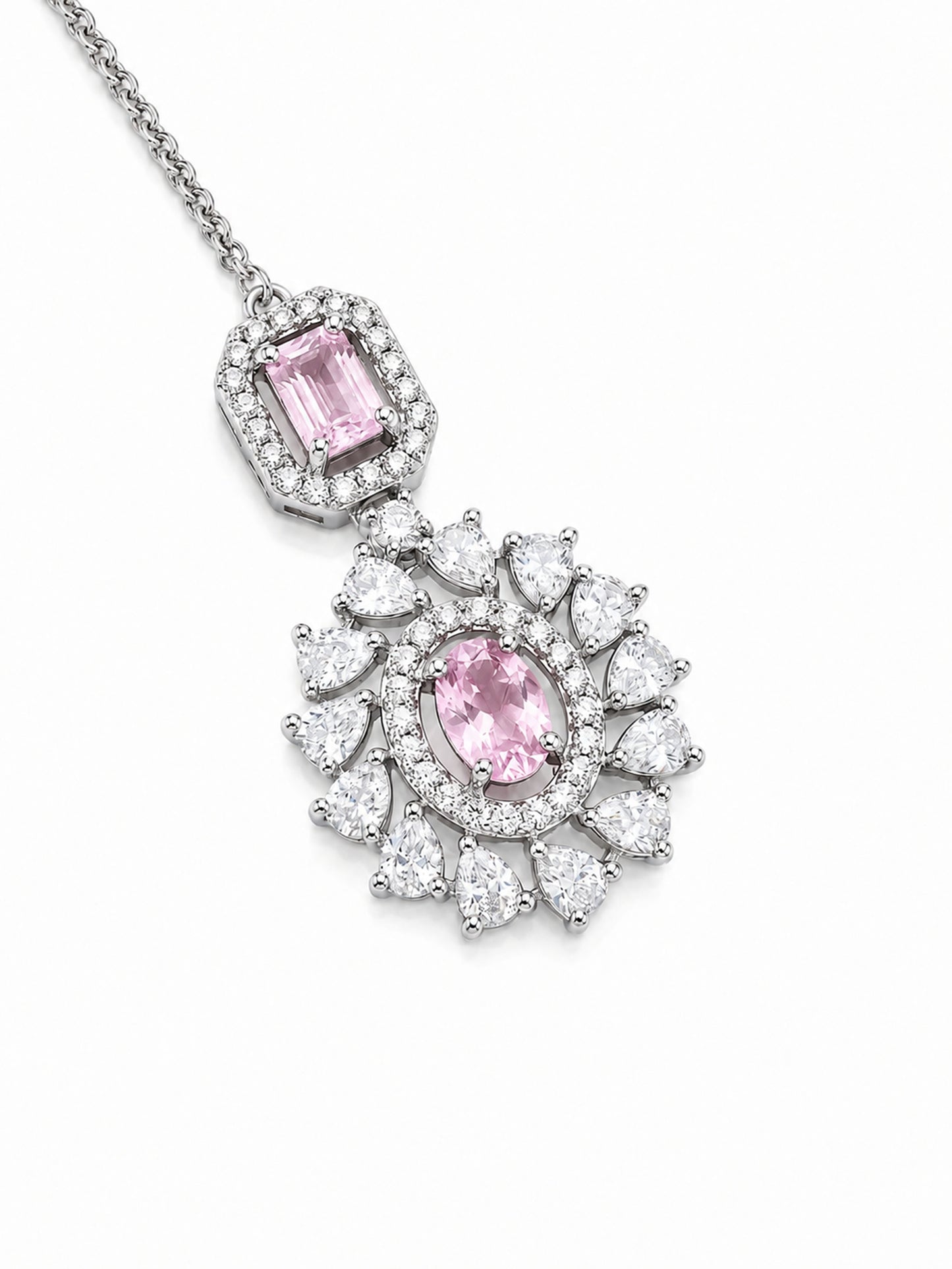 Silver Plated Pink AD Maang Tikka for Women
