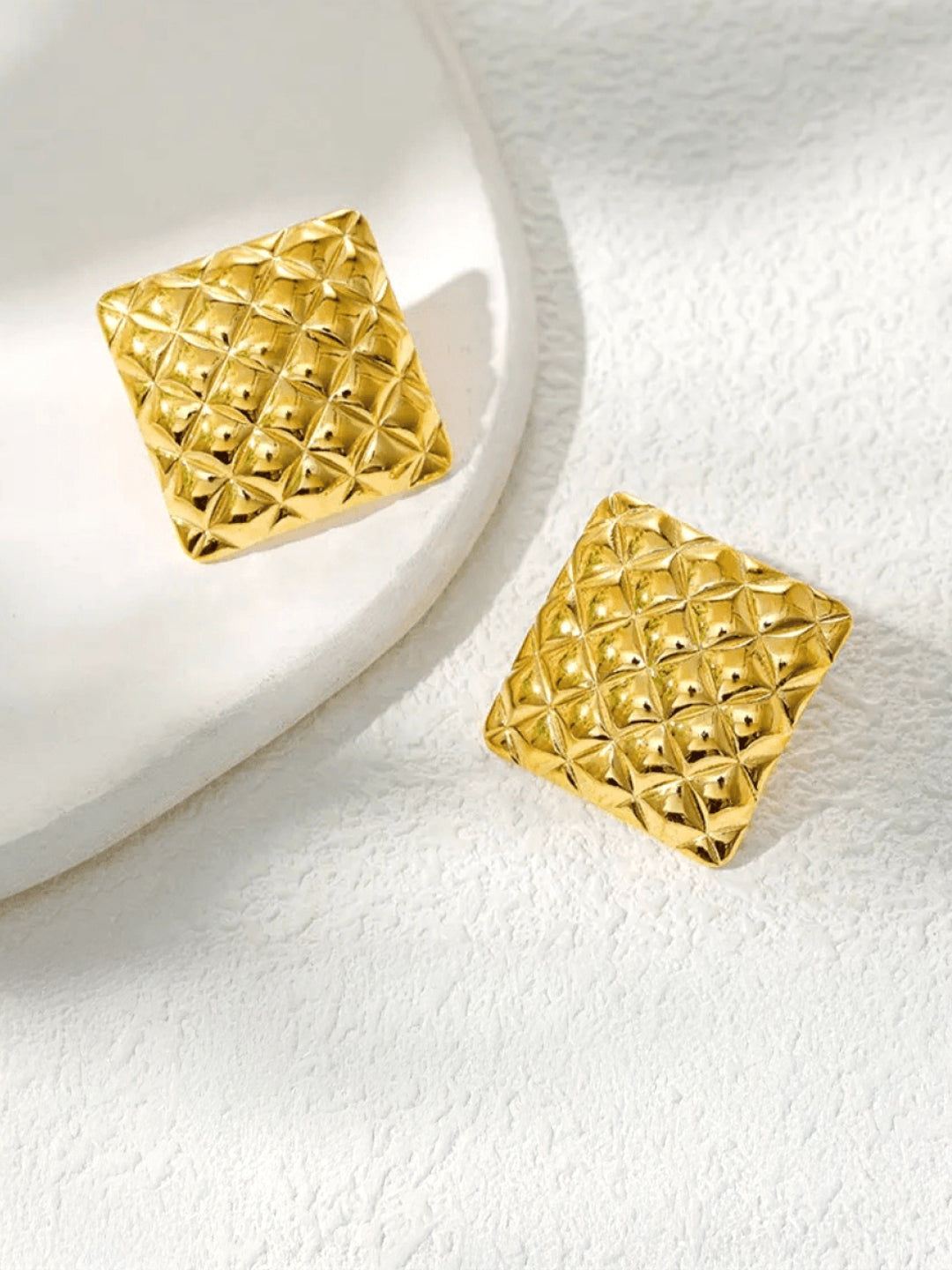 Stainless Steel Anti Tarnish Square Stud Earrings