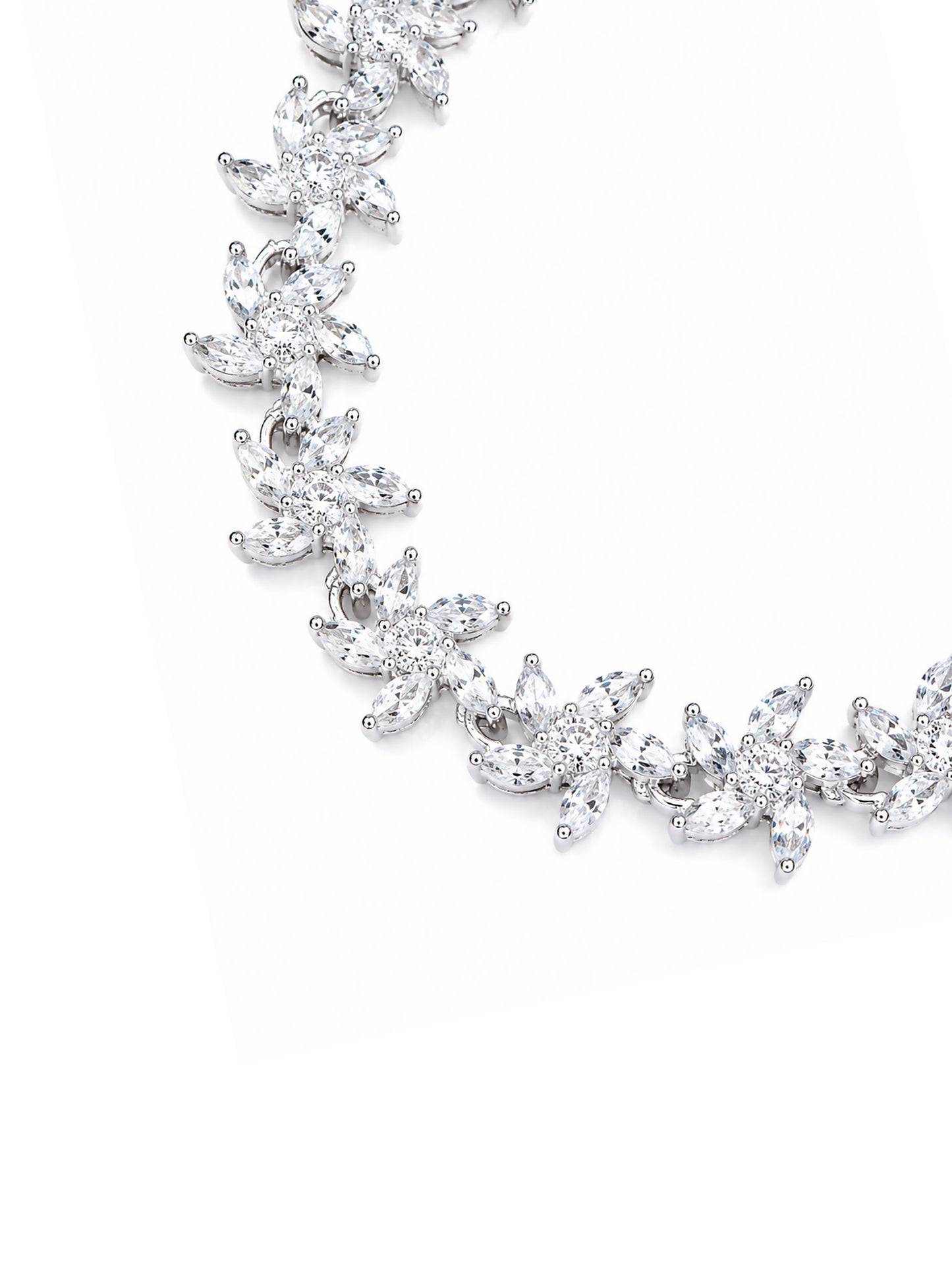 Silver Plated AD Floral Jewellery Set for Women