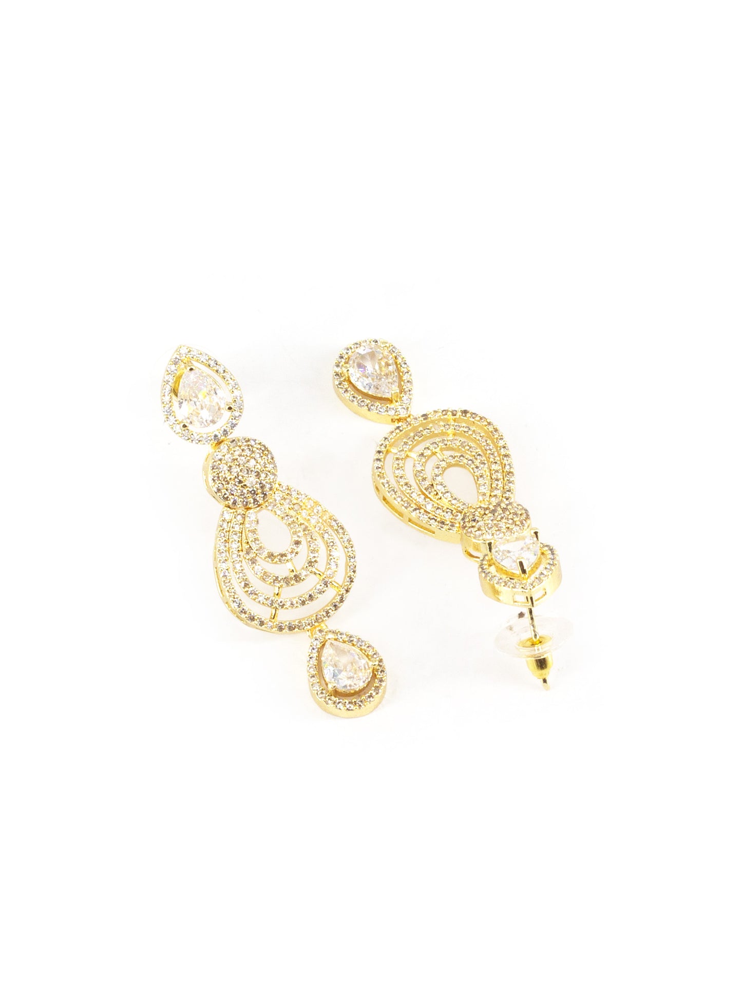 Gold Plated White AD Studded Designer Jewellery Set