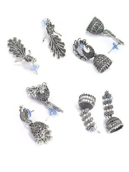 Set of 4 Floral, Peacock & Doll Jhumki Earrings