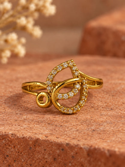 22K Gold Plated AD Finger Ring for Women