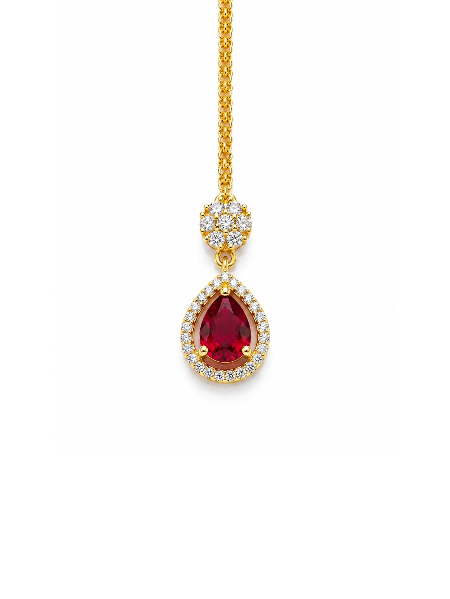 Gold Plated Red AD Maang Tikka for Women