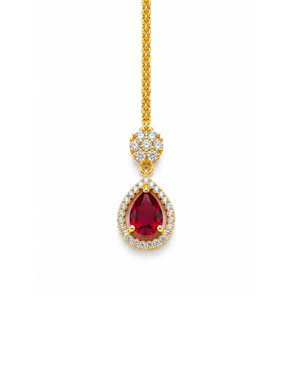 Gold Plated Red AD Maang Tikka for Women