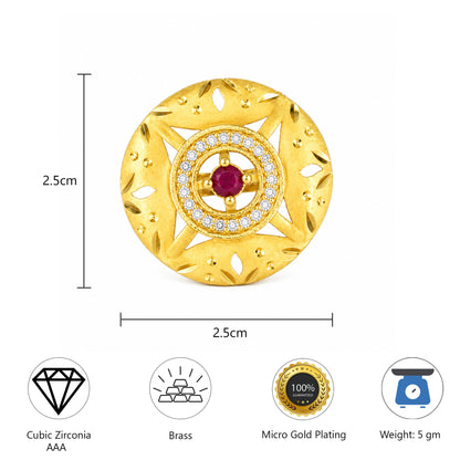 Gold Plated Anti Tarnish Red AD Finger Ring for Women
