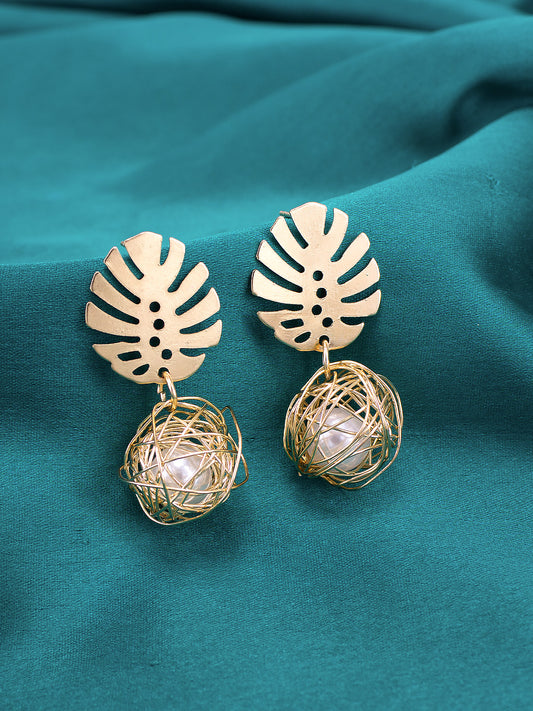 Tropical Leaf Beads Drop Earrings