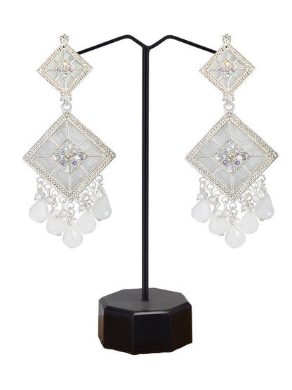Floral Marble Finish Drop Earrings