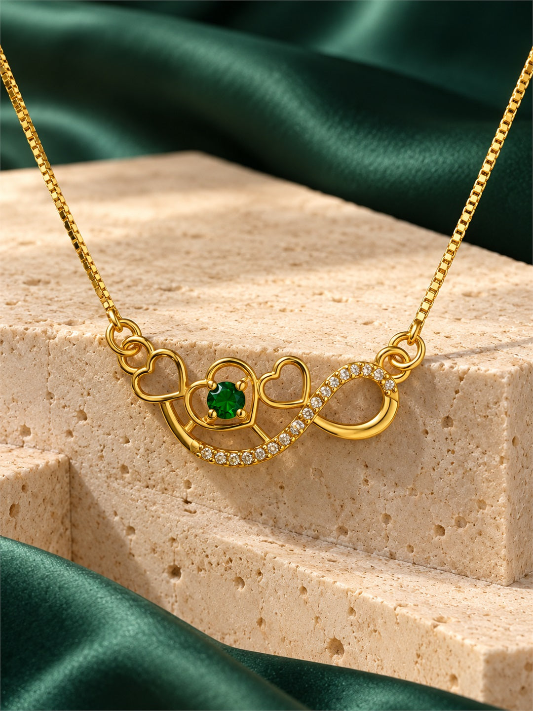 Gold Plated Green AD Pendant for Women