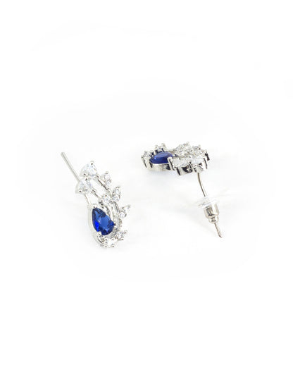 Silver Plated Blue American Diamond Designer Choker Set for Women