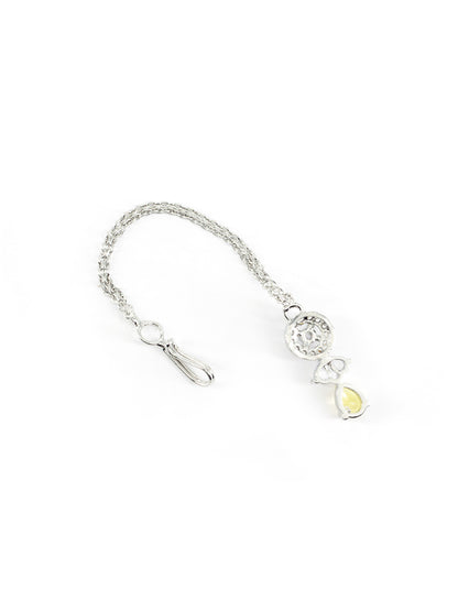 Silver Plated Yellow AD Maang Tikka for Women