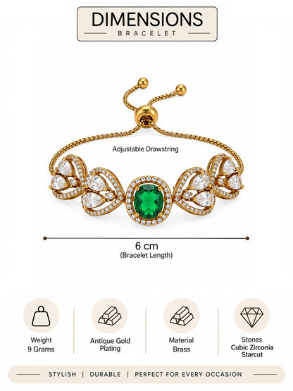 Antique Gold Plated Green AD Bracelet for Women