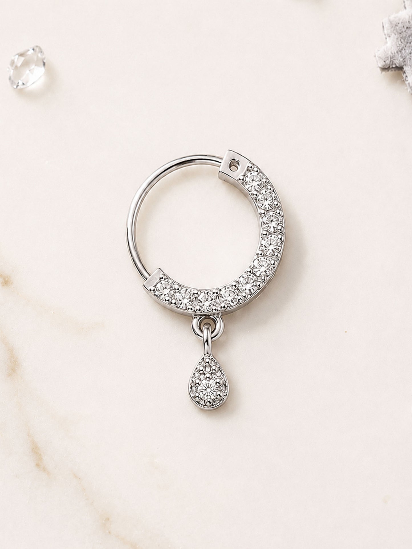 Silver Plated AD Small Nosering for Women