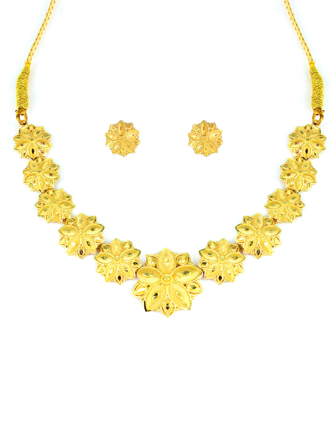 Gold-Plated Floral Design Jewellery Set