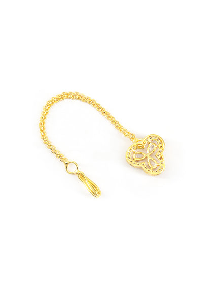 Gold Plated White AD Floral Maang Tikka