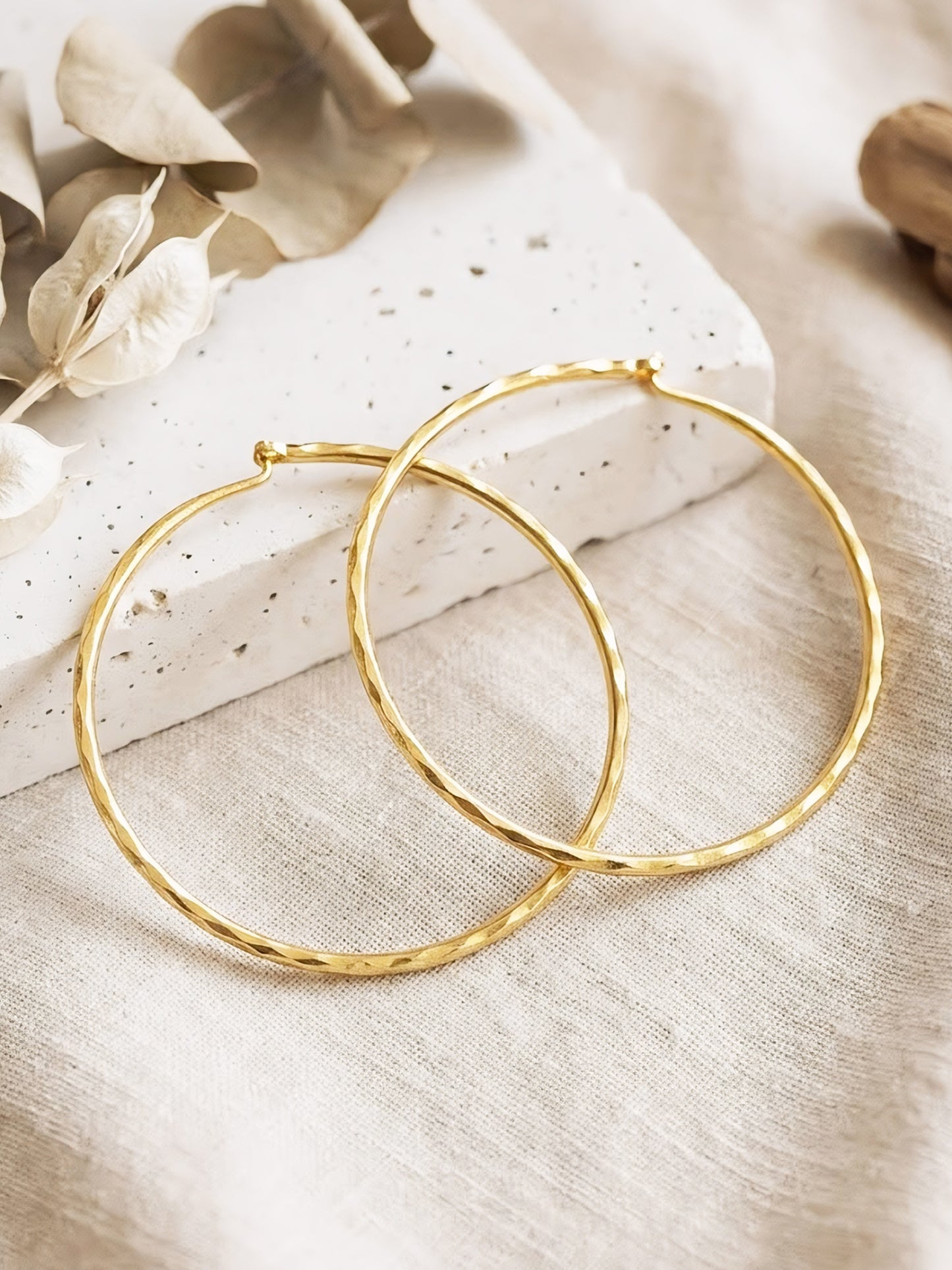 Gold Plated Classic Large Hoop Earrings for Women