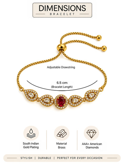 South India Gold Plated Red AD Bracelet for Women