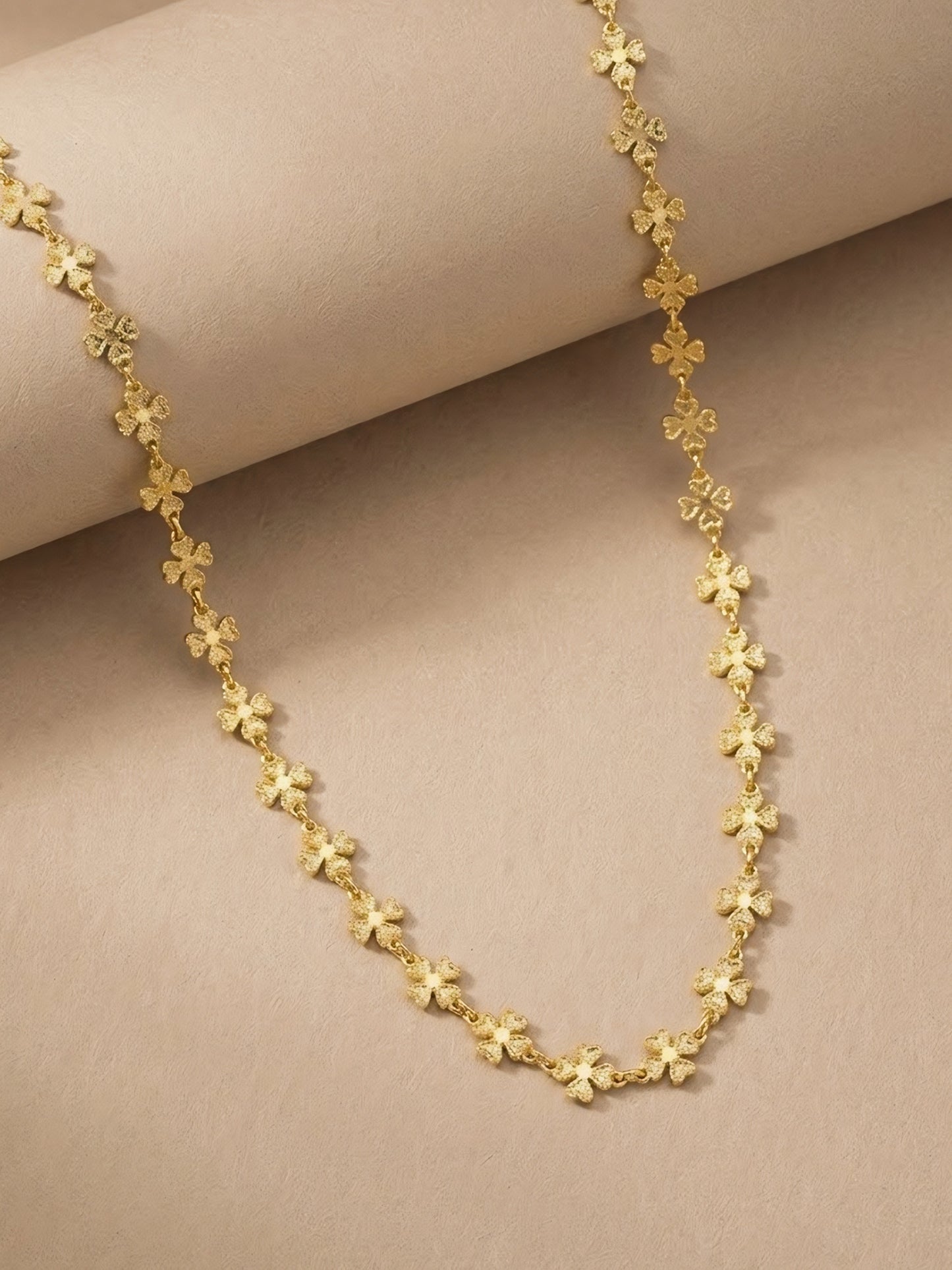Gold Plated Floral Chain Necklace for Women