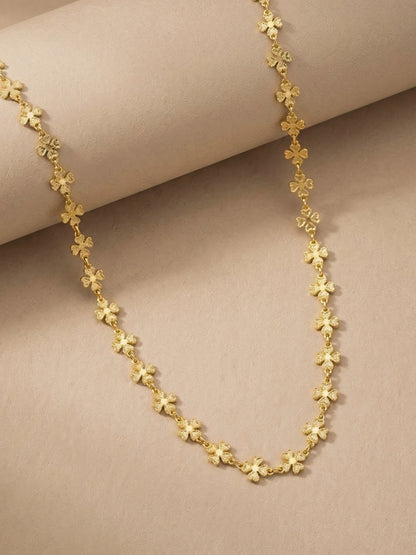 Gold Plated Floral Chain Necklace for Women