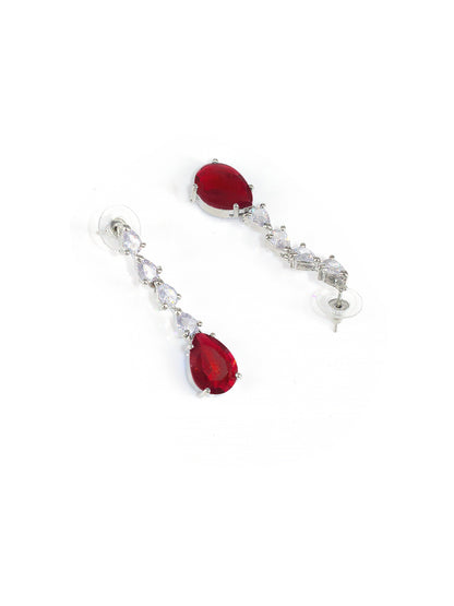 Red AD-Studded Teardrop Jewellery Set