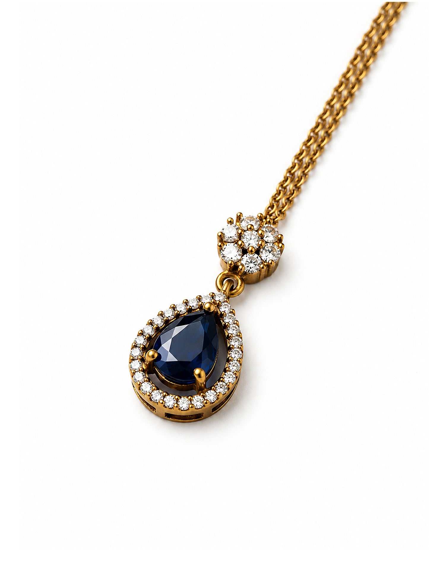 Antique Gold Plated Blue AD Maang Tikka for Women