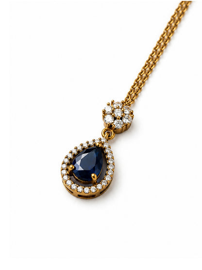 Antique Gold Plated Blue AD Maang Tikka for Women