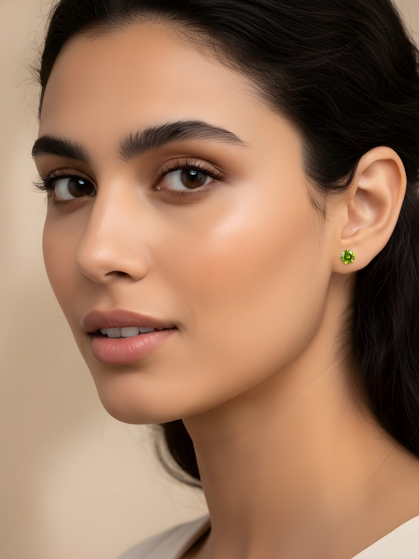 Green AD Stud Earrings for Women