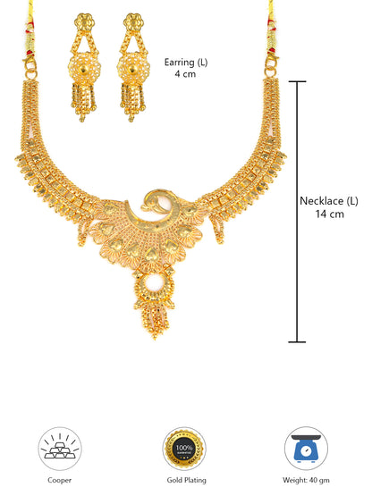 Gold-Plated Peacock Design Jewellery Set