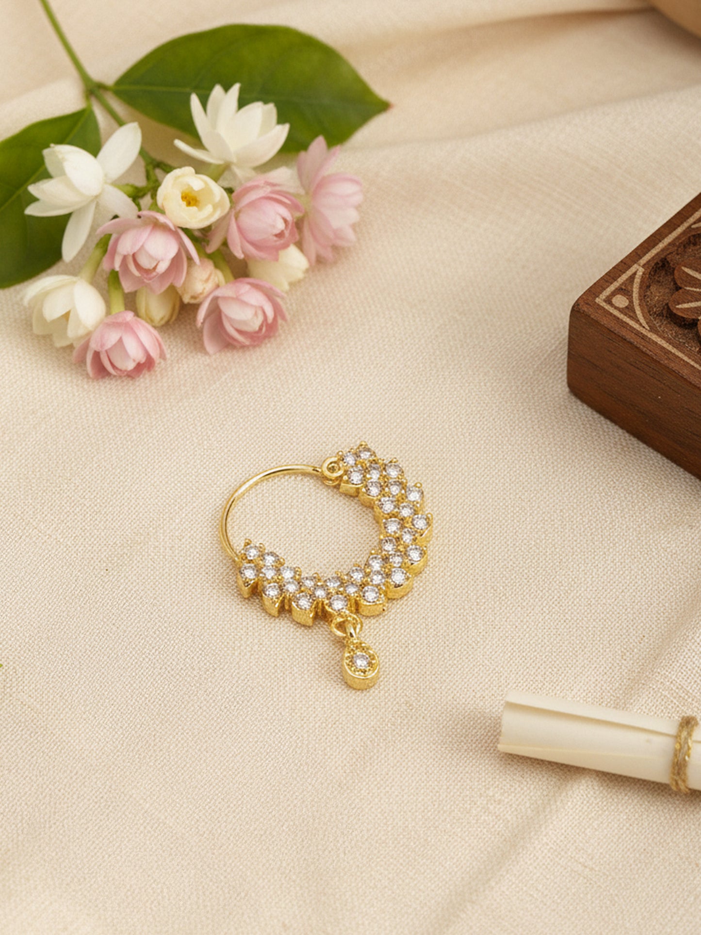 Gold Plated AD Nose Ring for Women