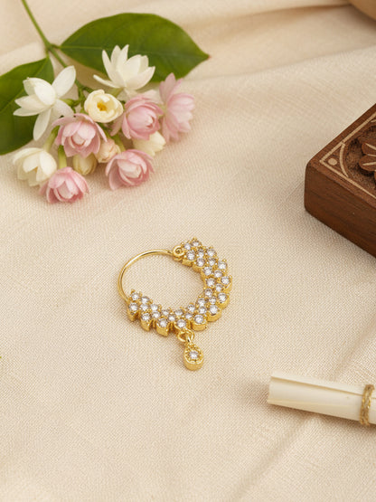 Gold Plated AD Nose Ring for Women