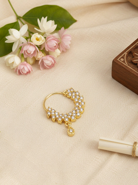 Gold Plated AD Nose Ring for Women