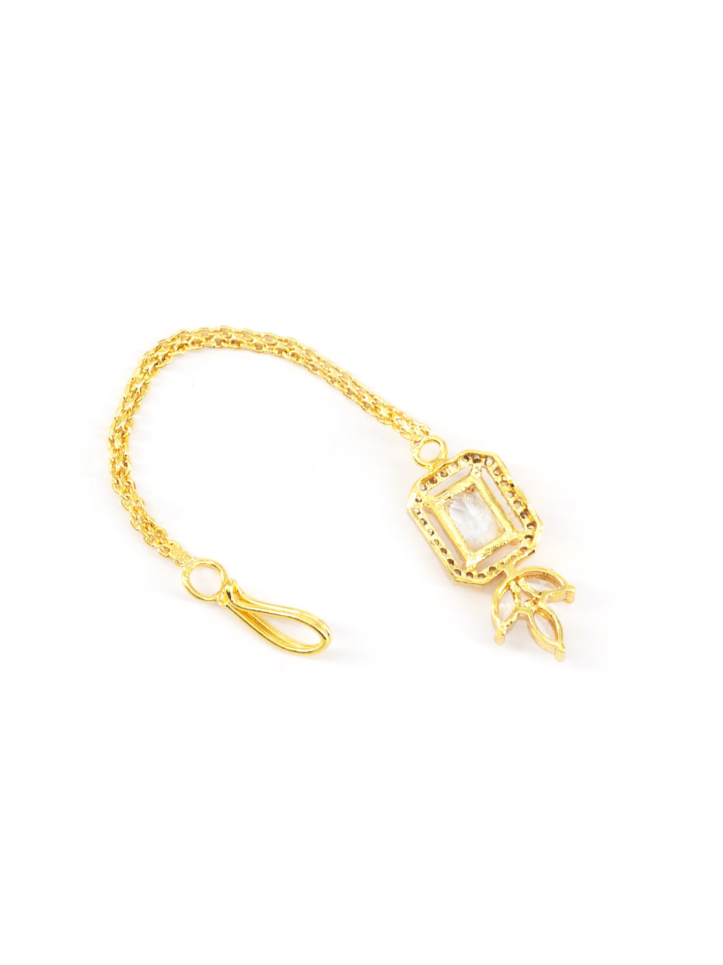 Gold Plated White AD Maang Tikka for Women