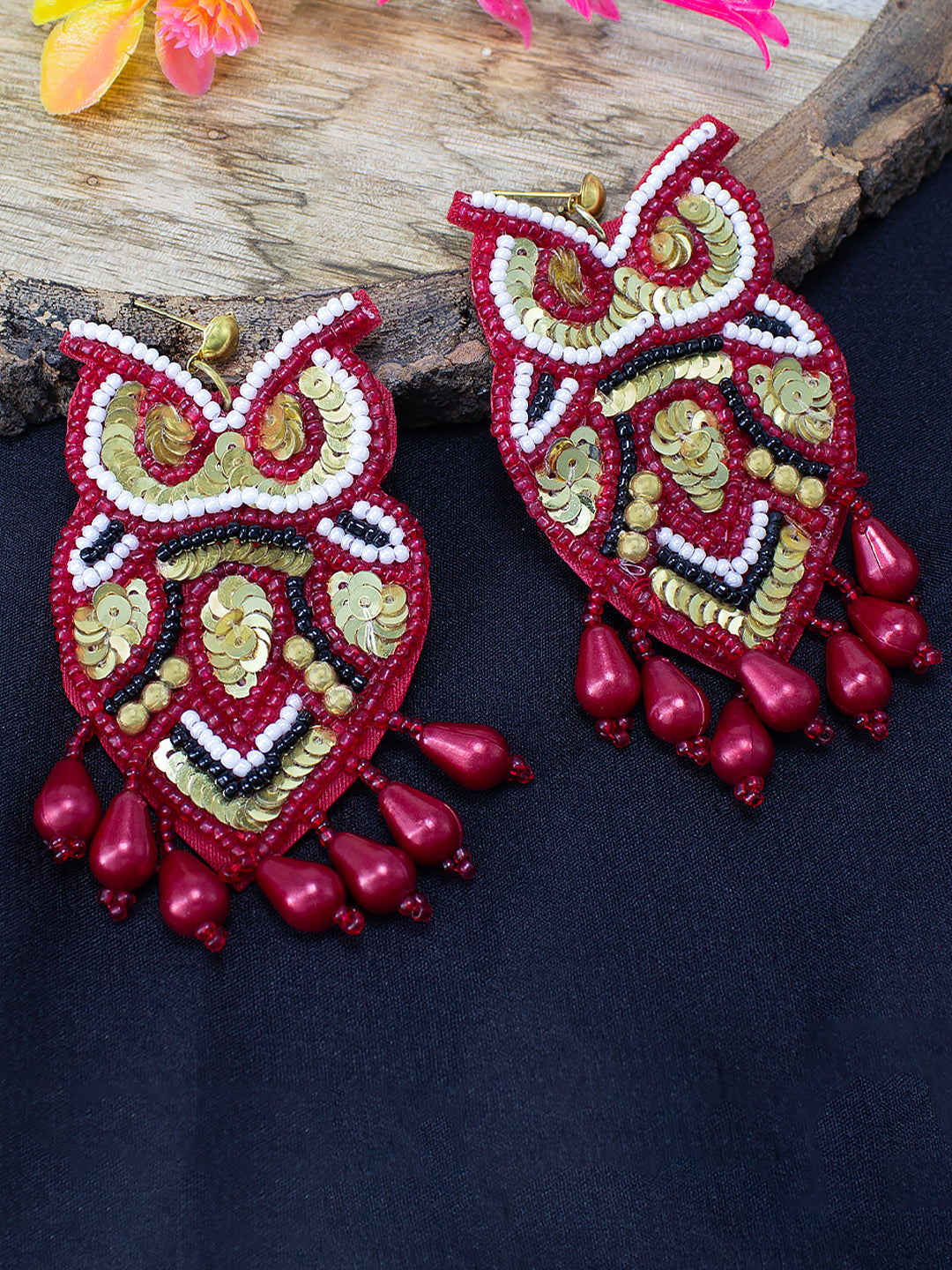 Owl Shaped Beaded Quirky Drop Earrings – PRIVIU