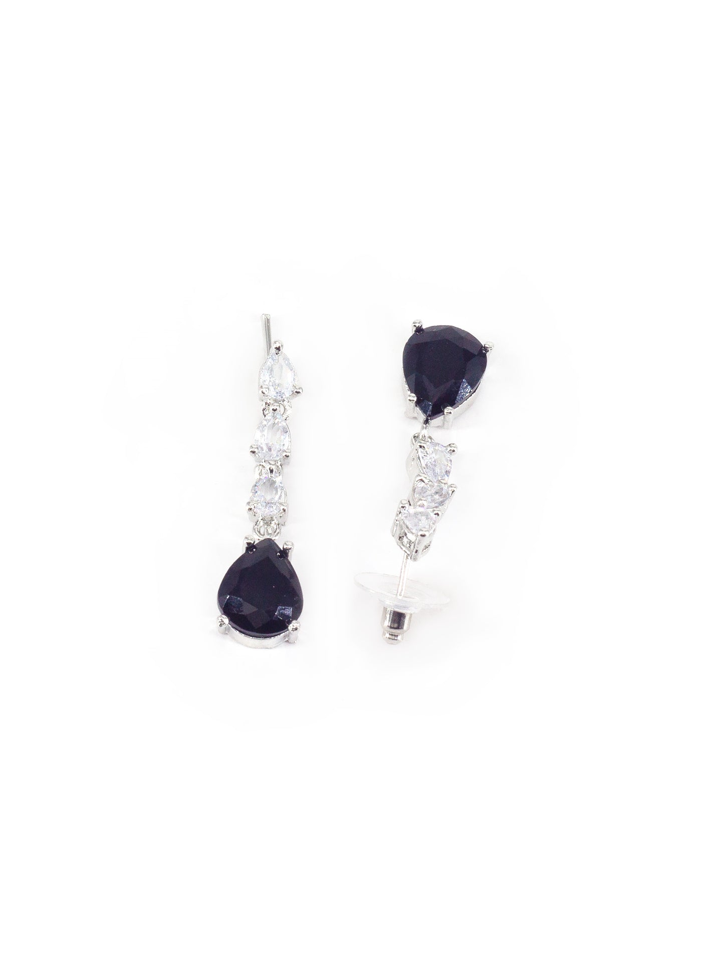 Silver Plated Black & White AD Jewellery Set