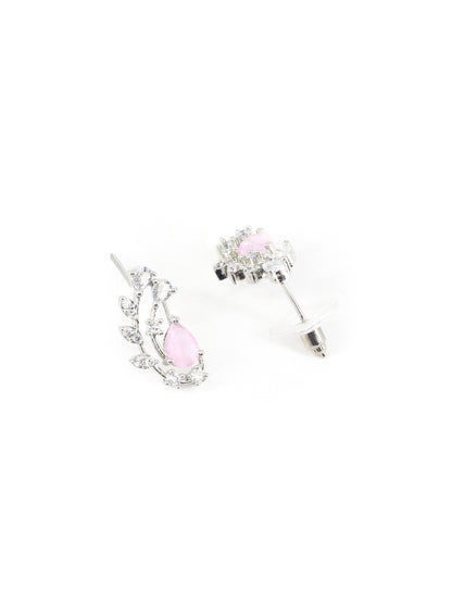 Silver Plated Pink American Diamond Designer Choker set for Women