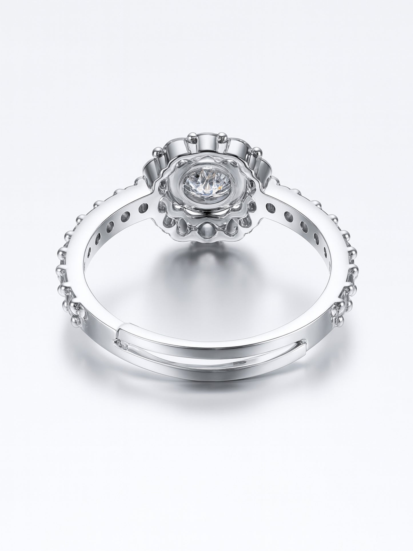 Silver Plated American Diamond Circular Adjustable Ring for Women