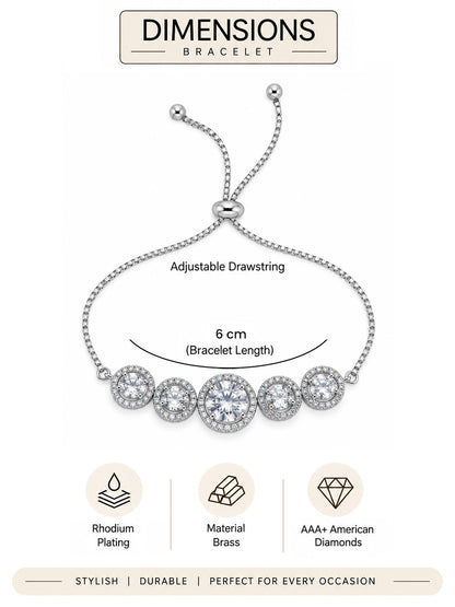 Rhodium Plated AD Adjustable Bracelet for Women