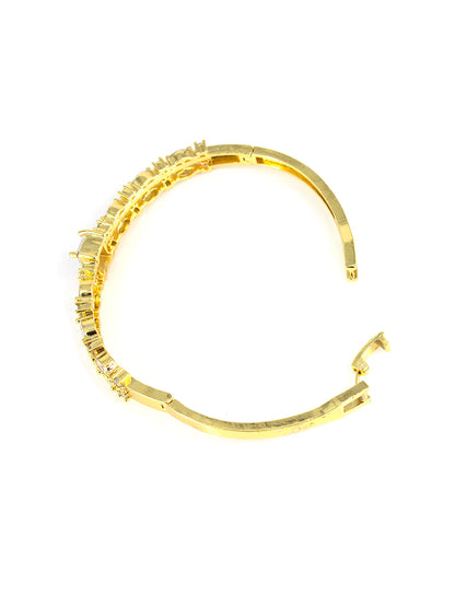 American Diamond Gold Plated Petal Design green Bracelet for Women and Girls