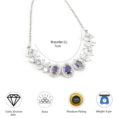 Silver Plated Purple AD Adjustable Bracelet for Women