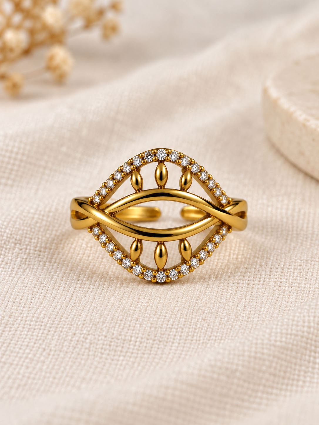 22K Gold Plated AD Finger Ring for Women