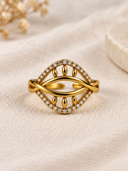 22K Gold Plated AD Finger Ring for Women