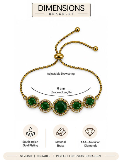 South Indian Gold Plated Green AD Adjustable Bracelet for Women