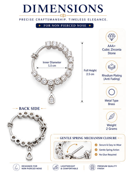Silver Plated AD Nosering for Women