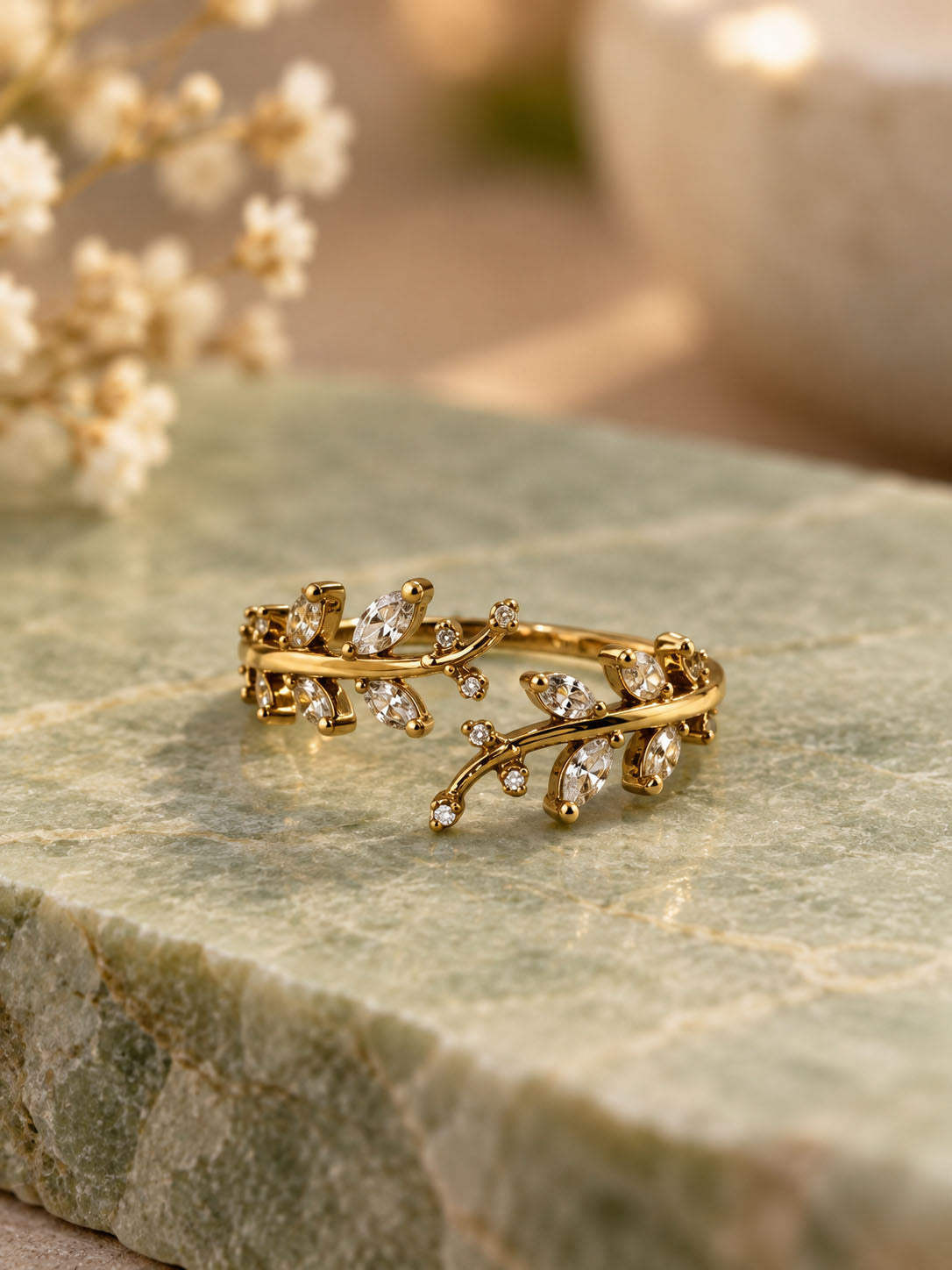 22K Gold Plated AD Finger Ring for Women