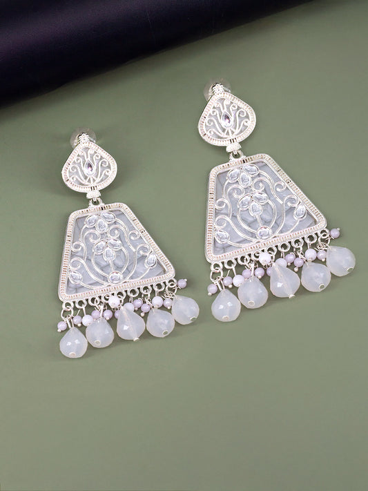Floral Marble Finish Drop Earrings