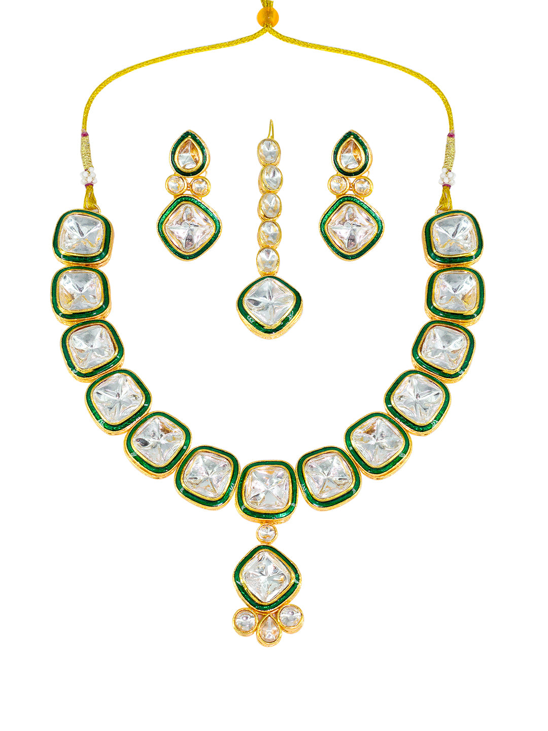 Green Kundan-Studded Jewellery Set