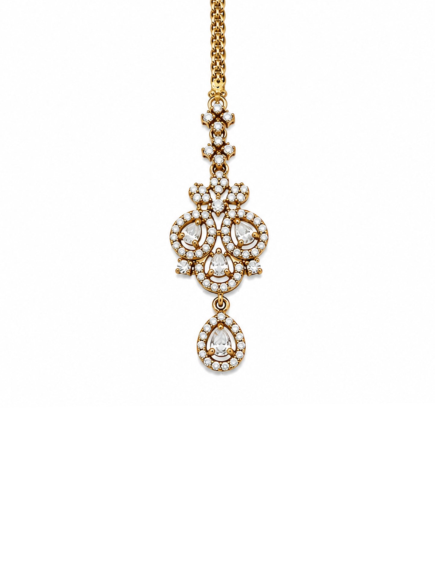 Antique Gold Plated AD Maang Tikka for Women